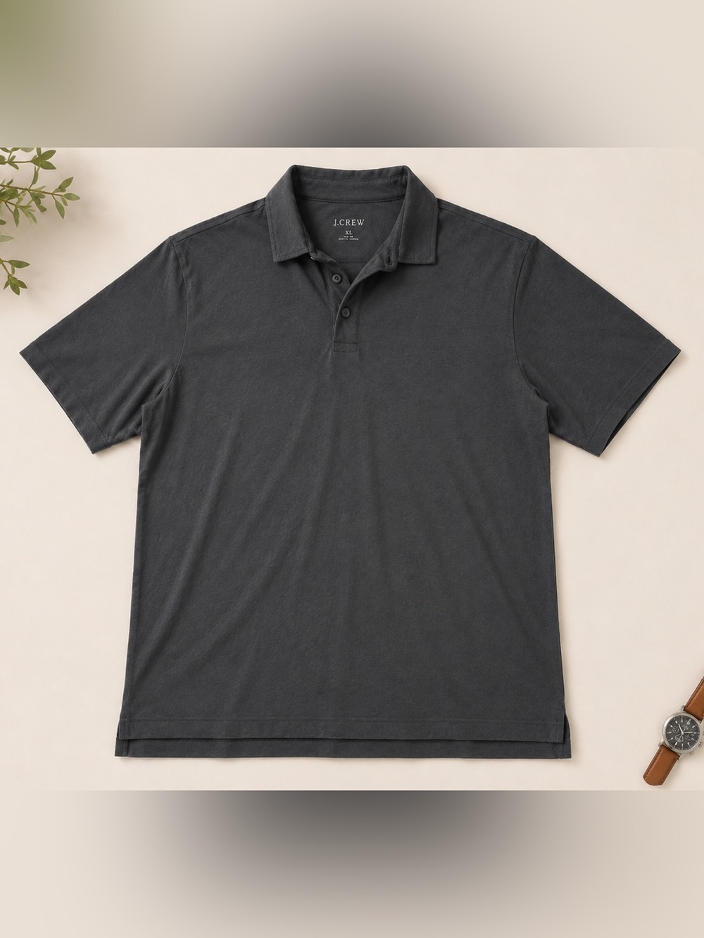J. Crew Men's Short-Sleeve Polo - Charcoal Gray